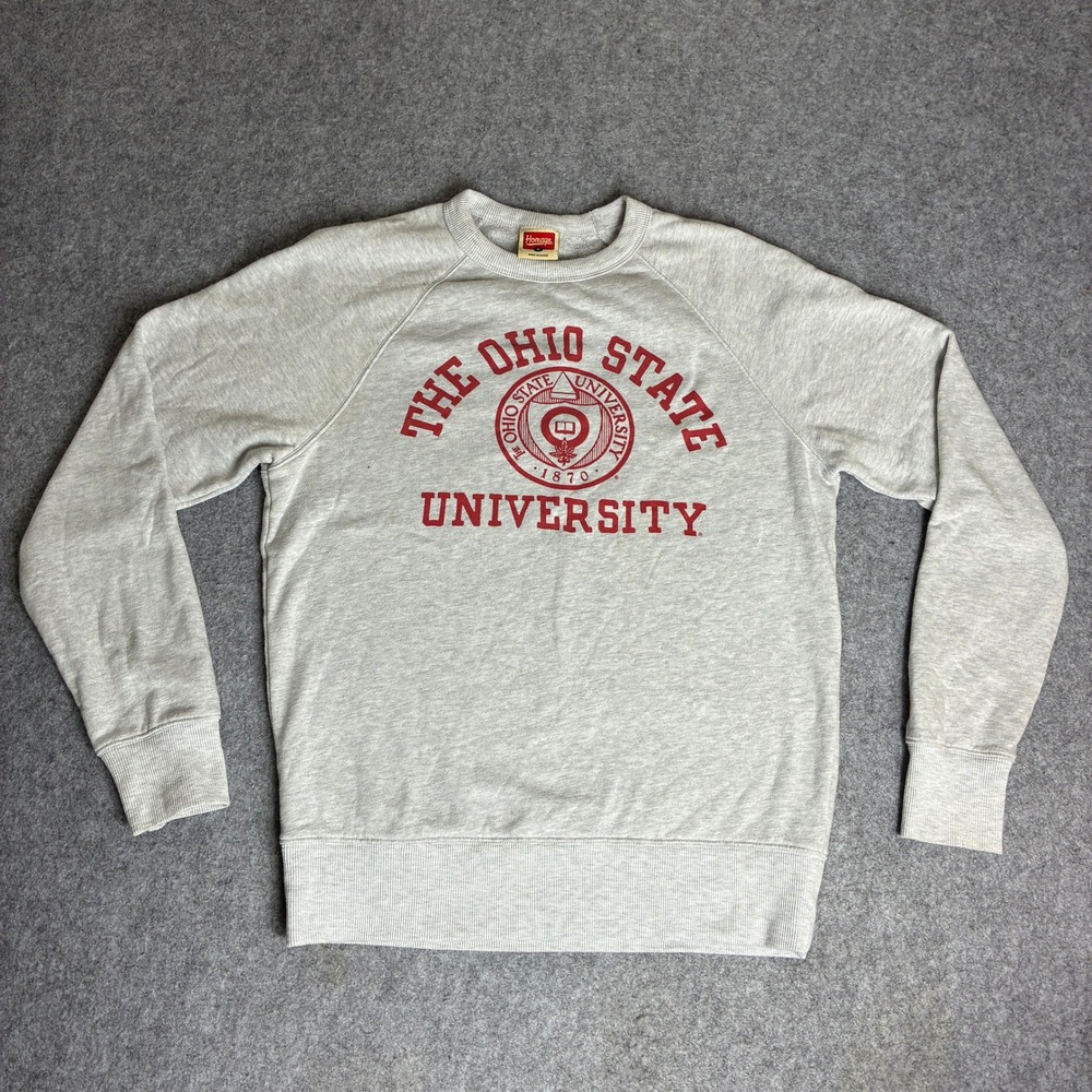 Homage Ohio State University Buckeyes Raglan Crewneck Sweatshirt Heather Gray M